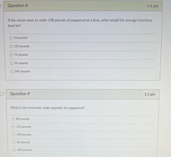 The following information is for questions 8-12.