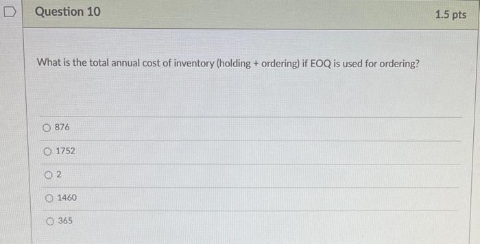 The following information is for questions 8-12.