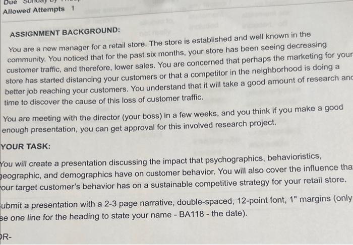 ASSIGNMENT BACKGROUND: You are a new manager for