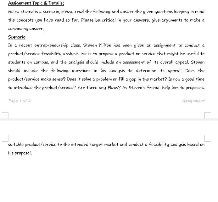 answer explain breifly. Assignment Topic \&