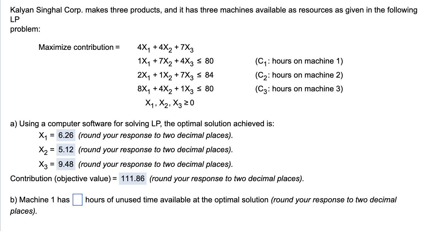 Kalyan Singhal Corp. makes three products, and it