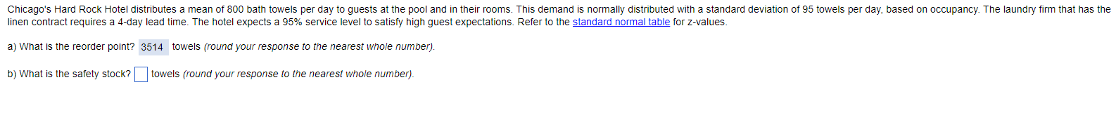 linen contract requires a 4-day lead time. The