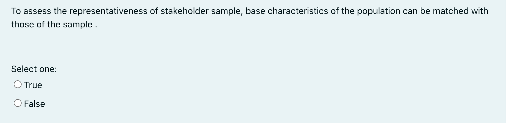 To assess the representativeness of stakeholder