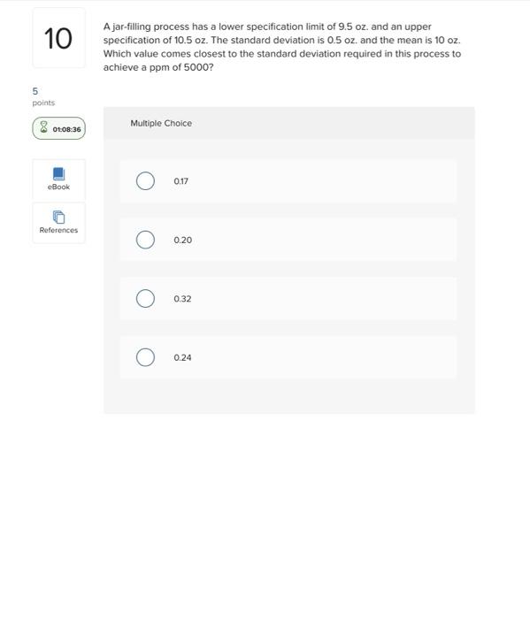 A jar-filling process has a lower specification