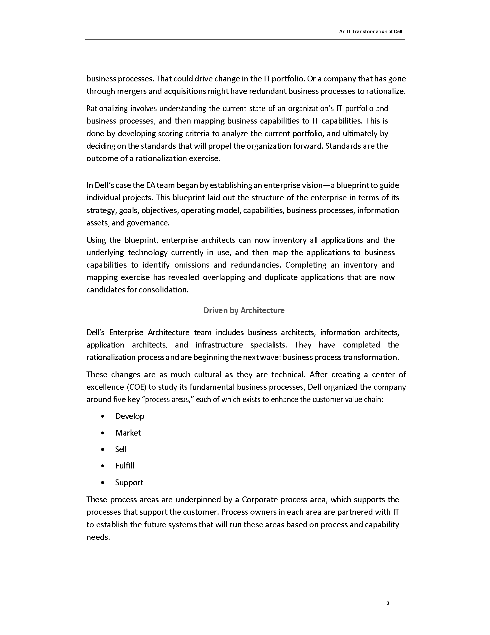 IT TRANSFORMATION AT DELL Introduction Michael