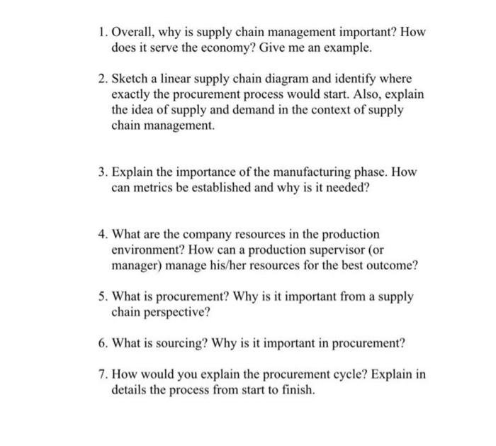 1. Overall, why is supply chain management