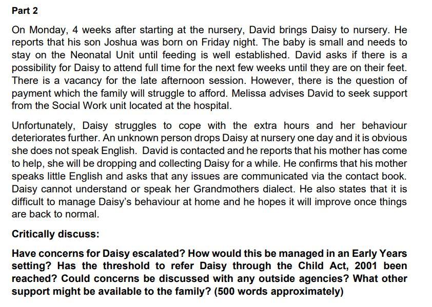 On Monday, 4 weeks after starting at the nursery,