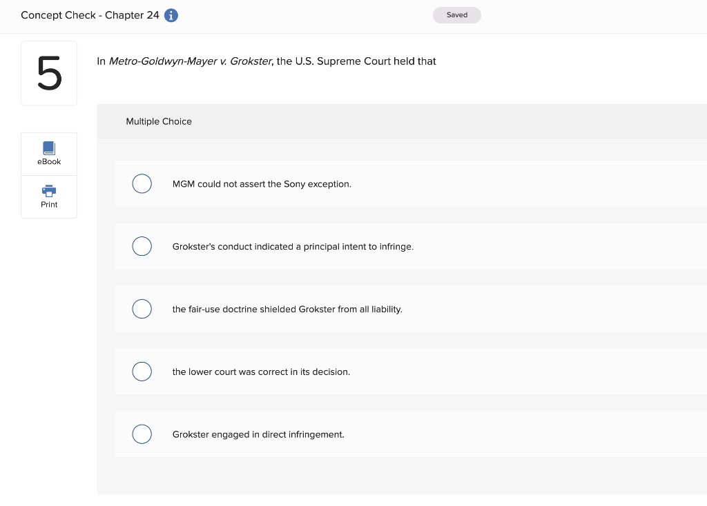 In Metro-Goldwyn-Mayer v. Grokster, the U.S.