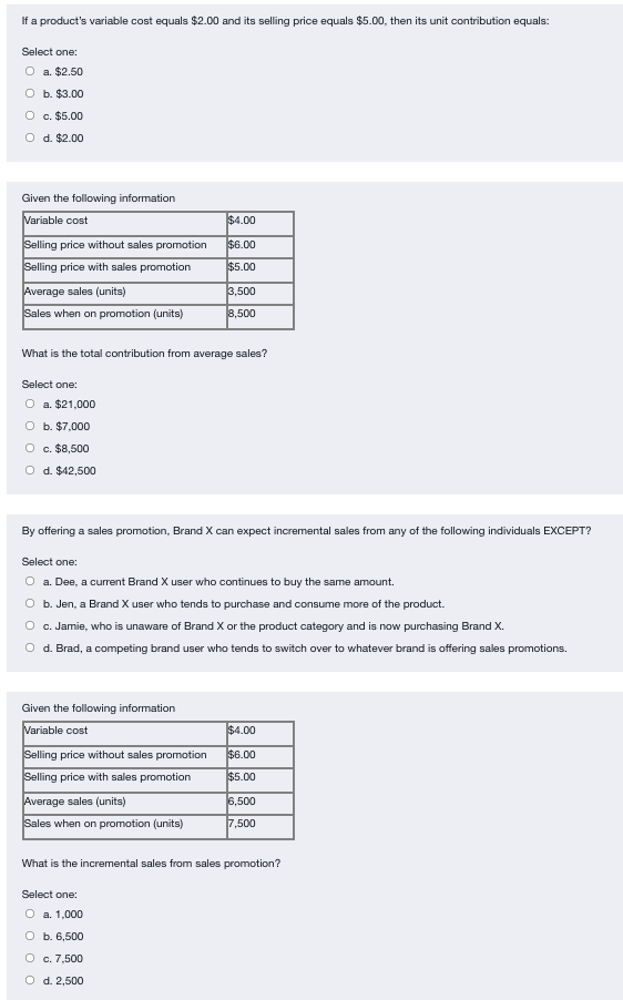 Please help me solve If a product's variable cost