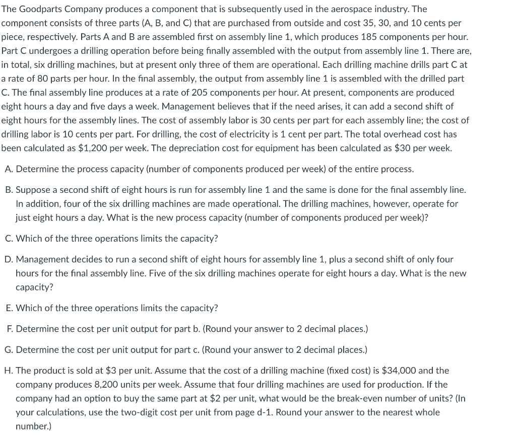 The Goodparts Company produces a component that