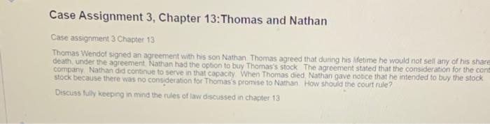 Case Assignment 3, Chapter 13: Thomas and Nathan
