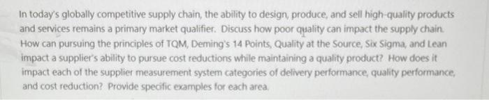 In today's globally competitive supply chain, the