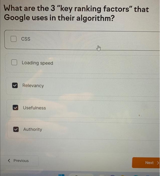 What are the 3 "key ranking factors" that Google