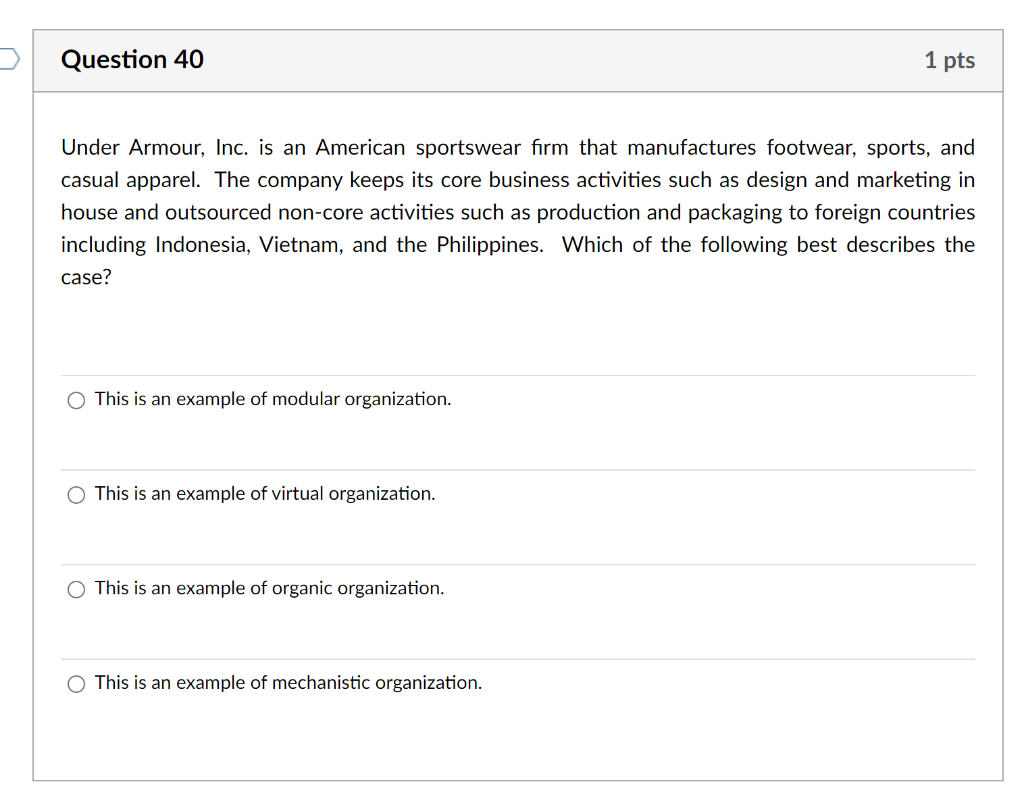Under Armour, Inc. is an American sportswear firm
