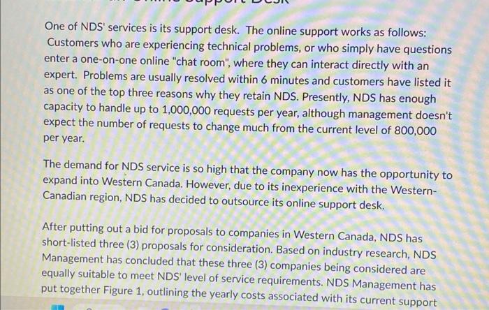 assignment question One of NDS' services is its