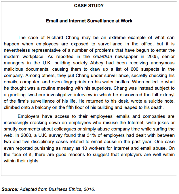 CASE STUDY Email and Internet Surveillance at