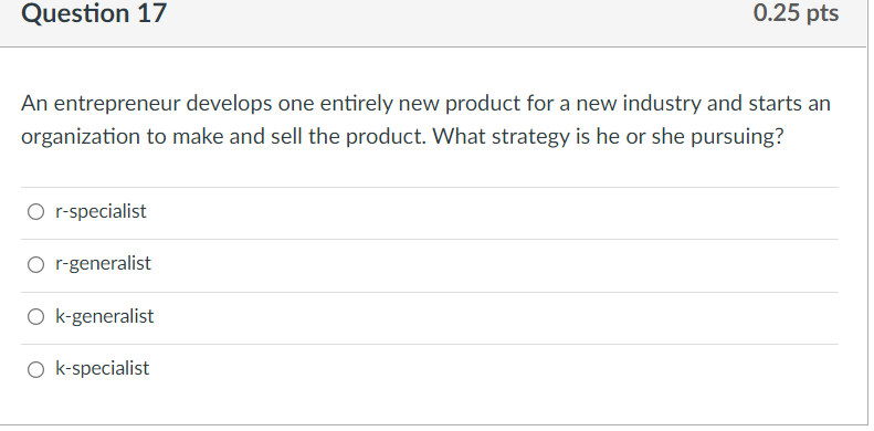 An entrepreneur develops one entirely new product