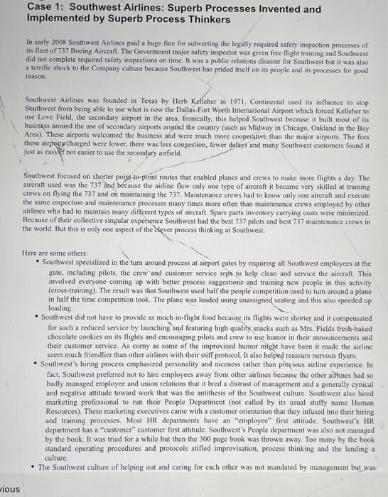 pleaseeee!! Case 1: Southwest Airlines: Superb