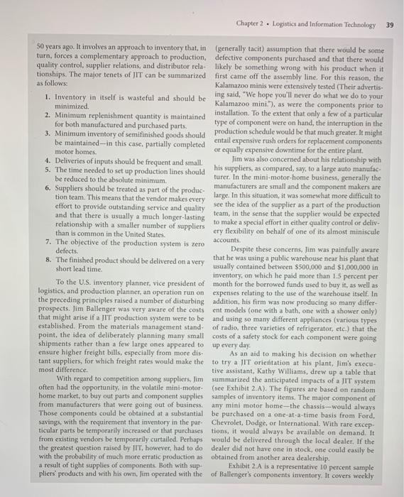 CASE CASE 2.1 Just-in-Time in Kalamazoo Jim