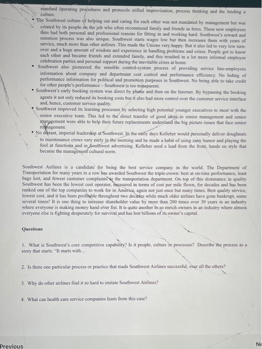 pleaseeee!! Case 1: Southwest Airlines: Superb
