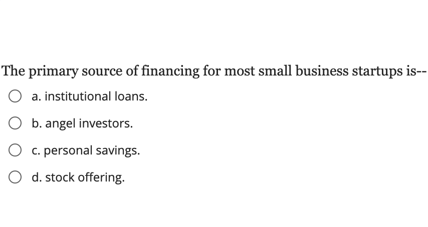 The primary source of financing for most small