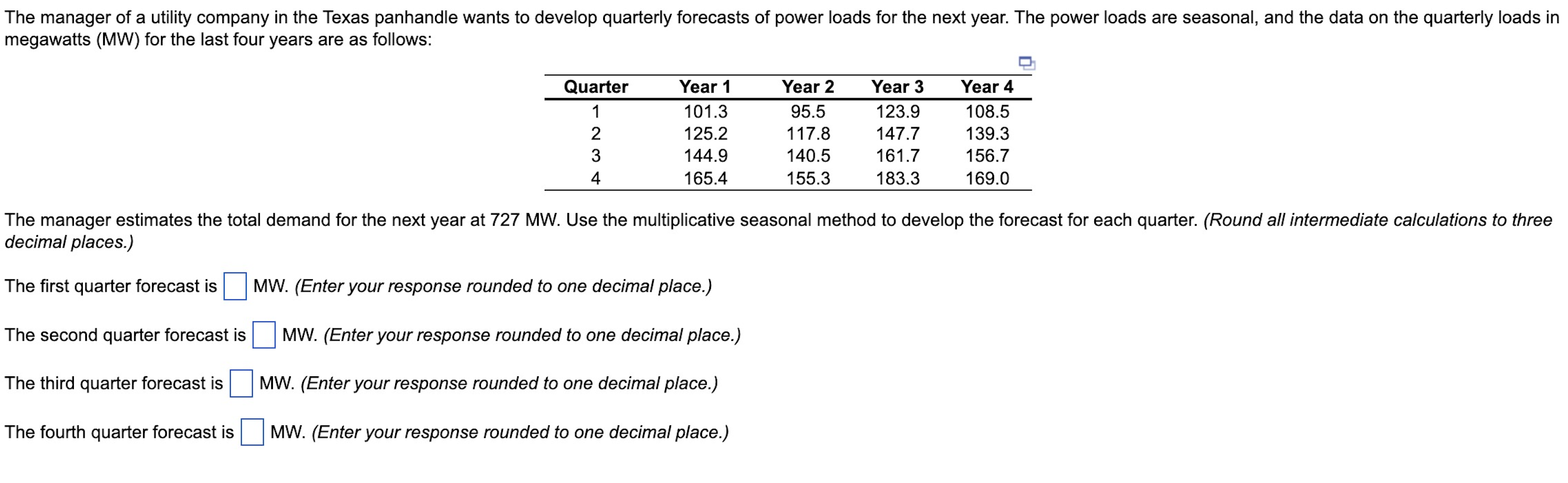 The manager estimates the total demand for the
