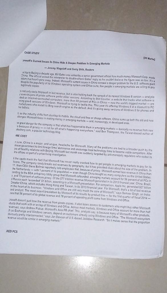 CASE STUDY (30 Marks] crosoft's Current Issues in