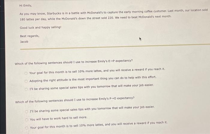 Hi Emily, As you may know, Starbucks is in a