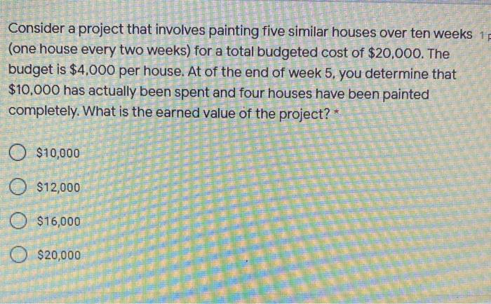 project management Consider a project that