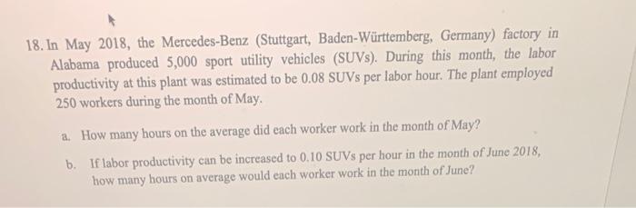 18. In May 2018, the Mercedes-Benz (Stuttgart,