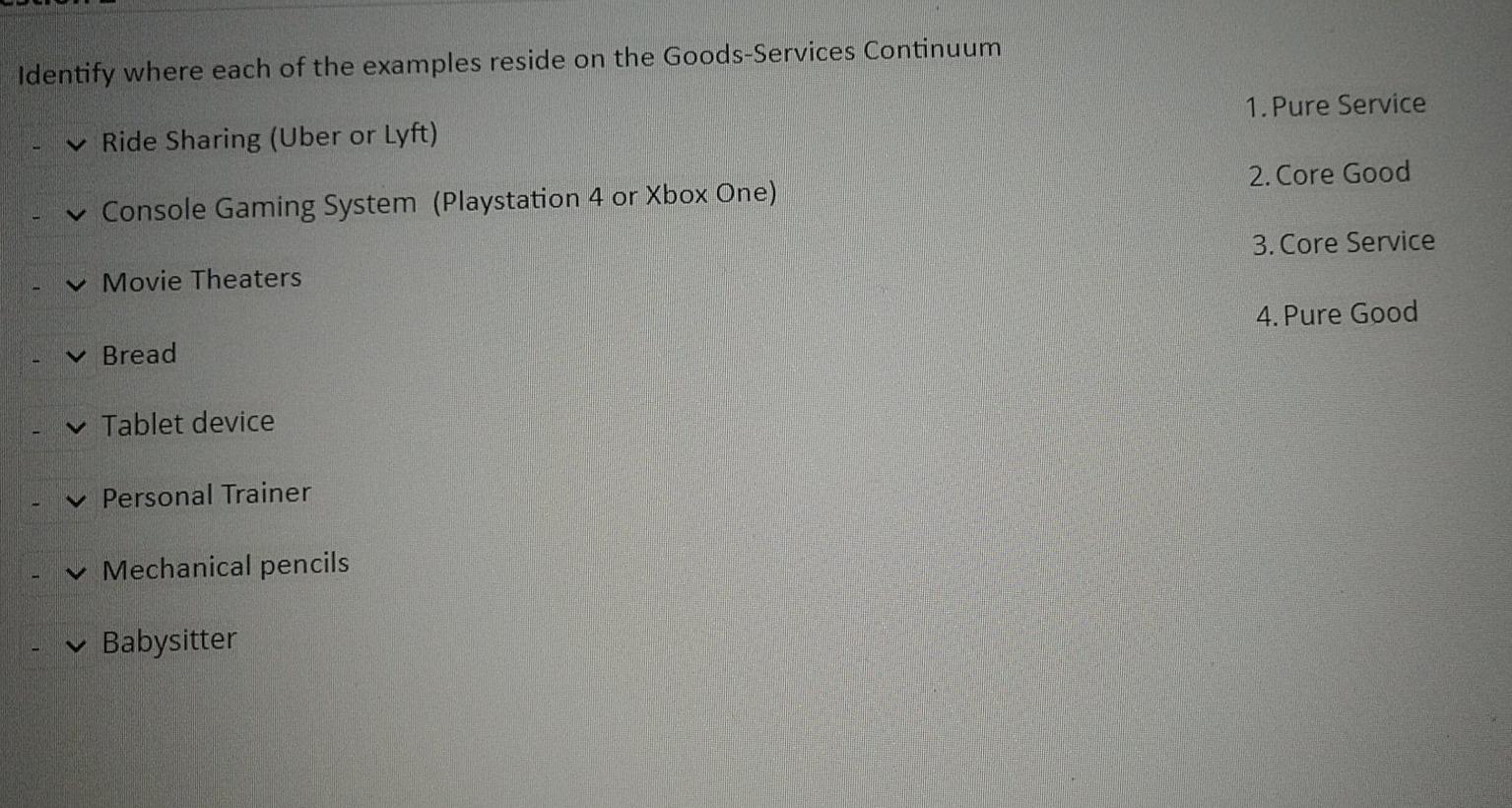 Identify where each of the examples reside on the