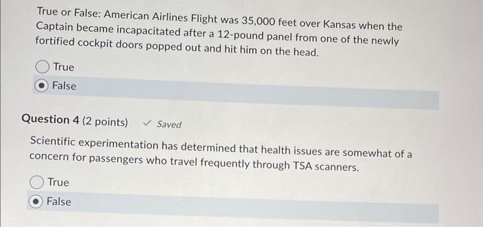 True or False: American Airlines Flight was