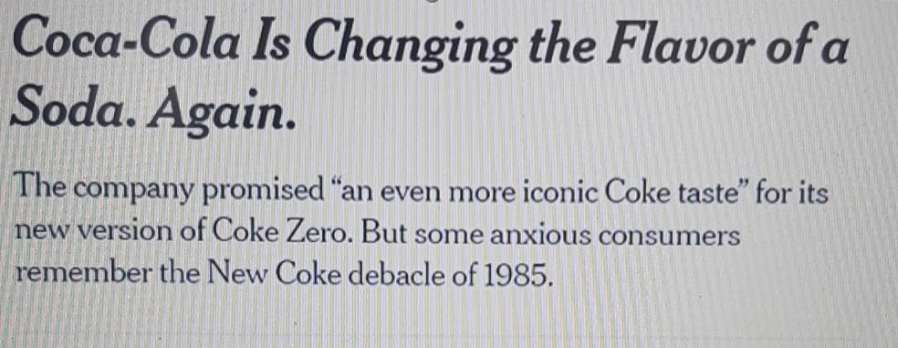 Coca-Cola Is Changing the Flavor of a Soda.