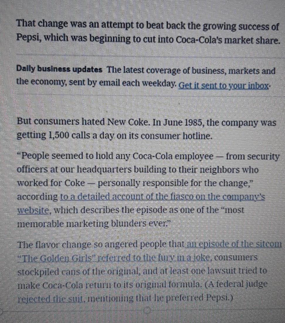 Coca-Cola Is Changing the Flavor of a Soda.