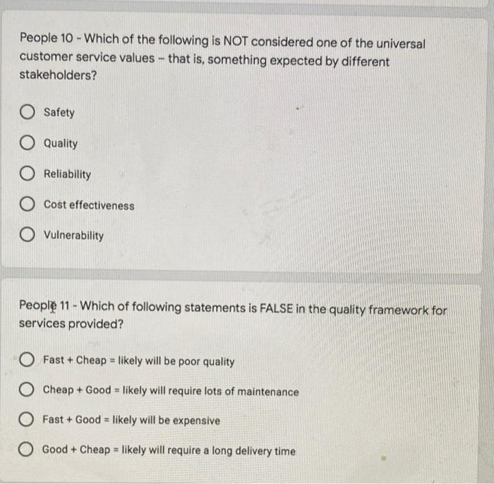 People 10 - Which of the following is NOT