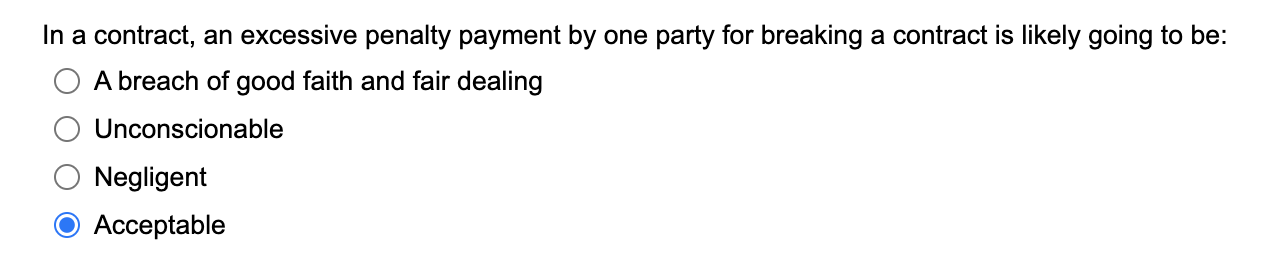 In a contract, an excessive penalty payment by