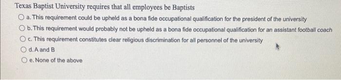 Texas Baptist University requires that all