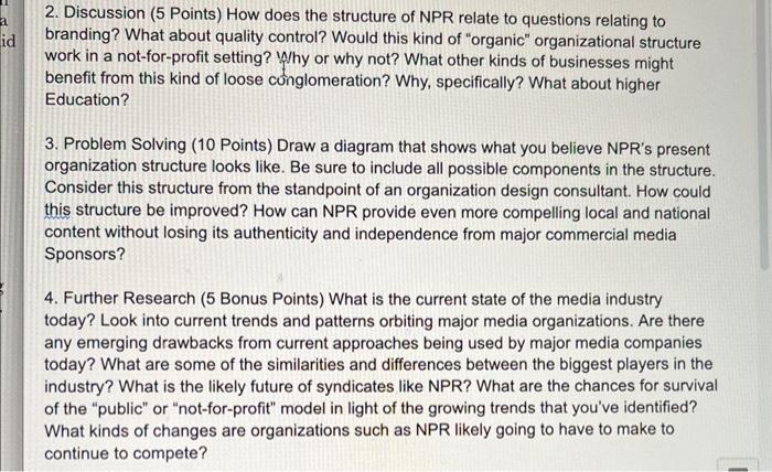 2. Discussion (5 Points) How does the structure