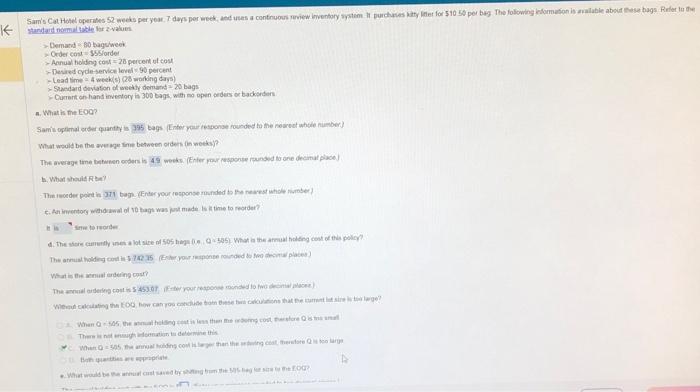 I need to find the question e). the annual