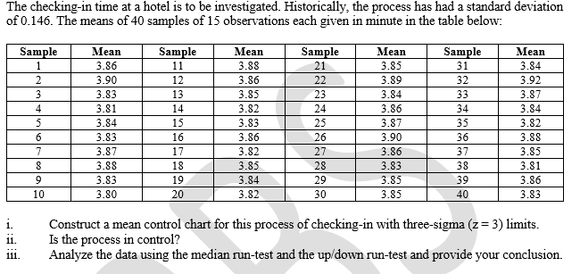 The checking-in time at a hotel is to be