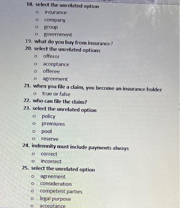 Select the right options and give one word answer