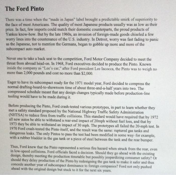 The Ford Pinto There was a time when the "made in