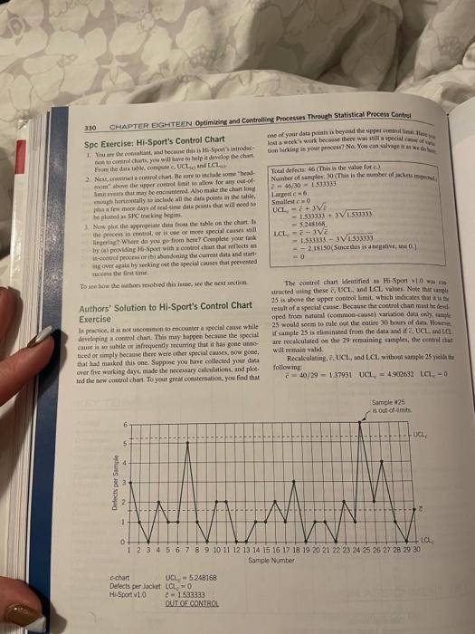 1. Compute c-bar, UCL(c) and LCL(c) for the new