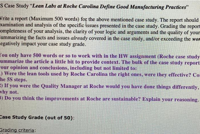 s Case Study Lean Labs at Roche Carolina Define
