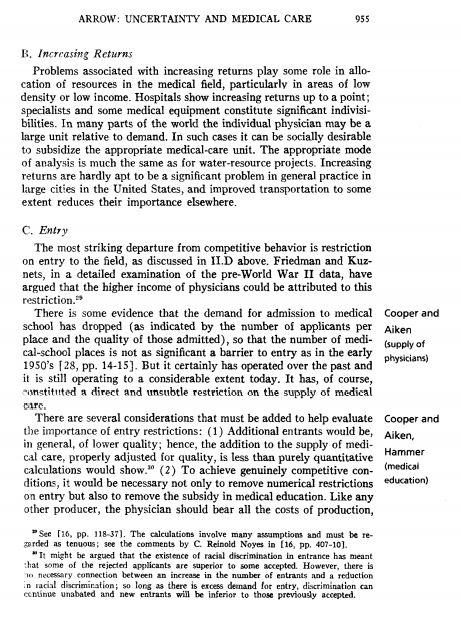 1) Read Arrow (Arrow, K. J. 2001 [1963].