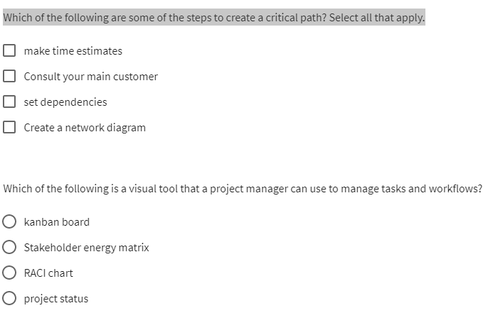 Which of the following are some of the steps to