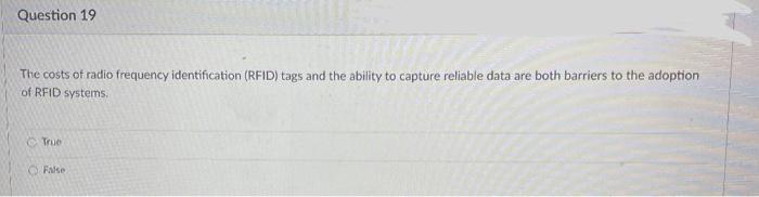 Question 19 The costs of radio frequency