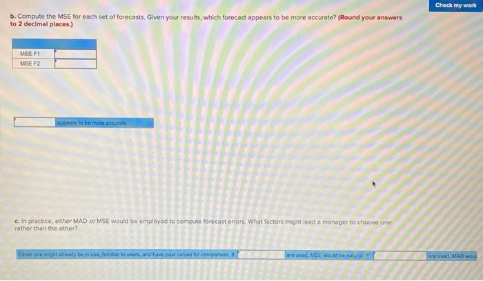 Problem 3-21 (Algo) Two different forecasting