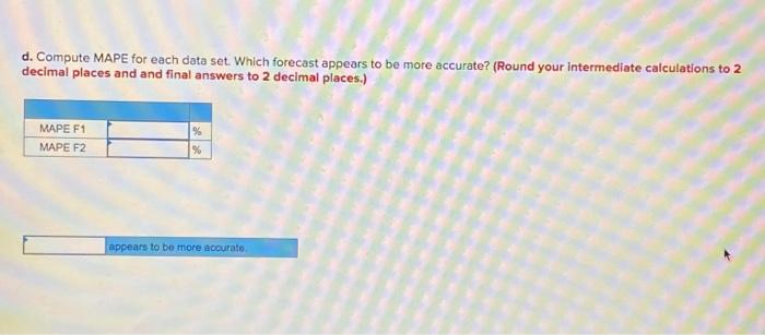 Problem 3-21 (Algo) Two different forecasting