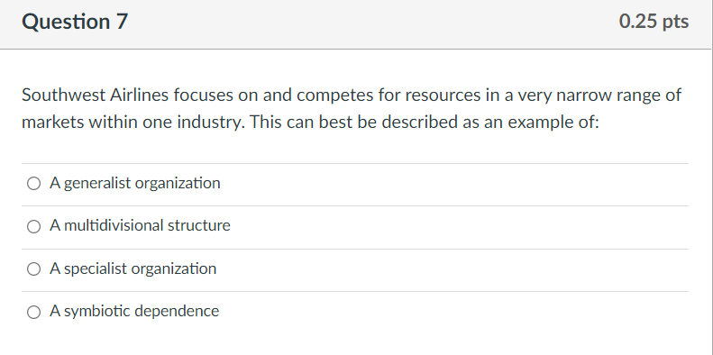 Southwest Airlines focuses on and competes for